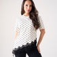 Holly Lace Trim Spotted T-Shirt In Cream