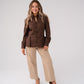 Holly Mandarin Collar Shirt In Chocolate