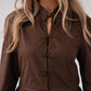 Holly Mandarin Collar Shirt In Chocolate