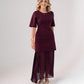 Holly Pleated Contrast Dress In Bordeaux