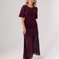 Holly Pleated Contrast Dress In Bordeaux