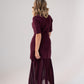 Holly Pleated Contrast Dress In Bordeaux