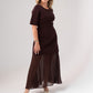 Holly Pleated Contrast Dress In Chocolate