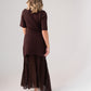 Holly Pleated Contrast Dress In Chocolate