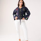 Holly Tie Front Embroidered Shirt In Navy