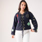 Holly Tie Front Embroidered Shirt In Navy