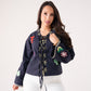 Holly Tie Front Embroidered Shirt In Navy