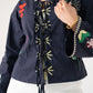 Holly Tie Front Embroidered Shirt In Navy