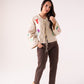 Holly Tie Front Embroidered Shirt In Neutral