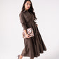 Holly Tie Waist Shirt Dress In Chocolate