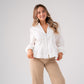 Holly Zip Front Blouse In White