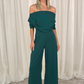 Alexandra Drape Front Jumpsuit In Forest Green