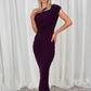 Alexandra Bardot Dress In Blackcurrant