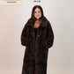 Love Laura Longline Faux Fur Coat In Chocolate