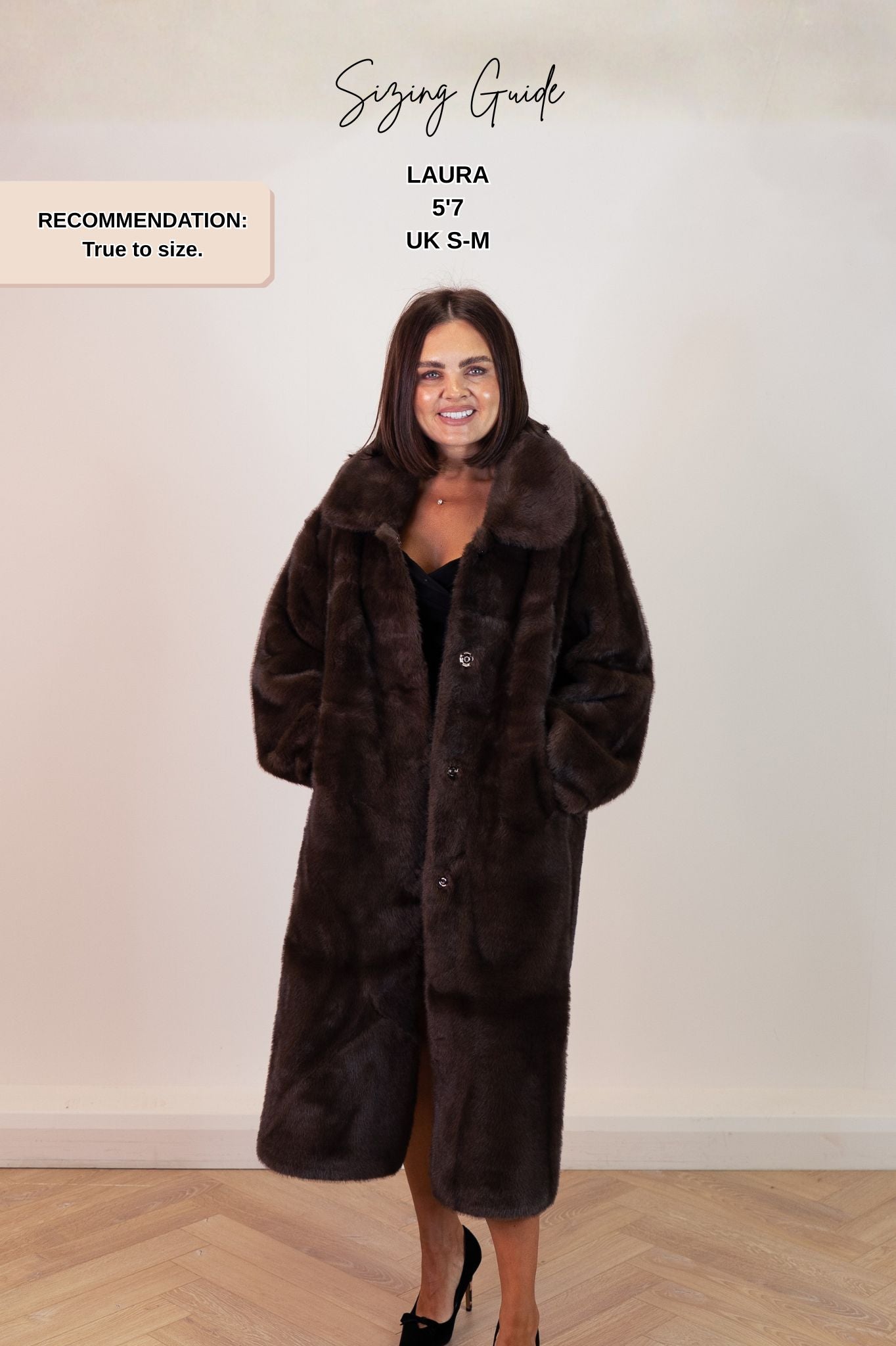 Love Laura Longline Faux Fur Coat In Chocolate