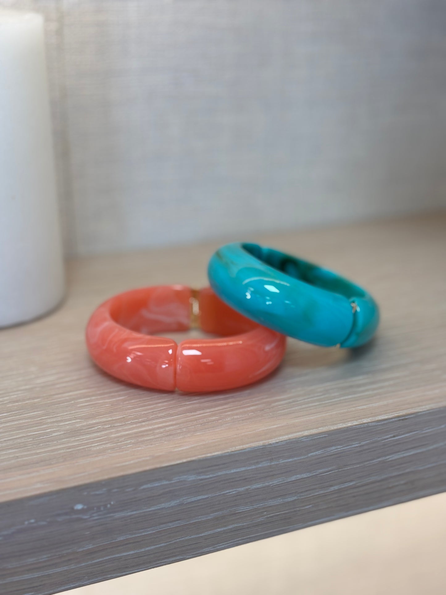 Polly Chunky Resin Bangle In Coral
