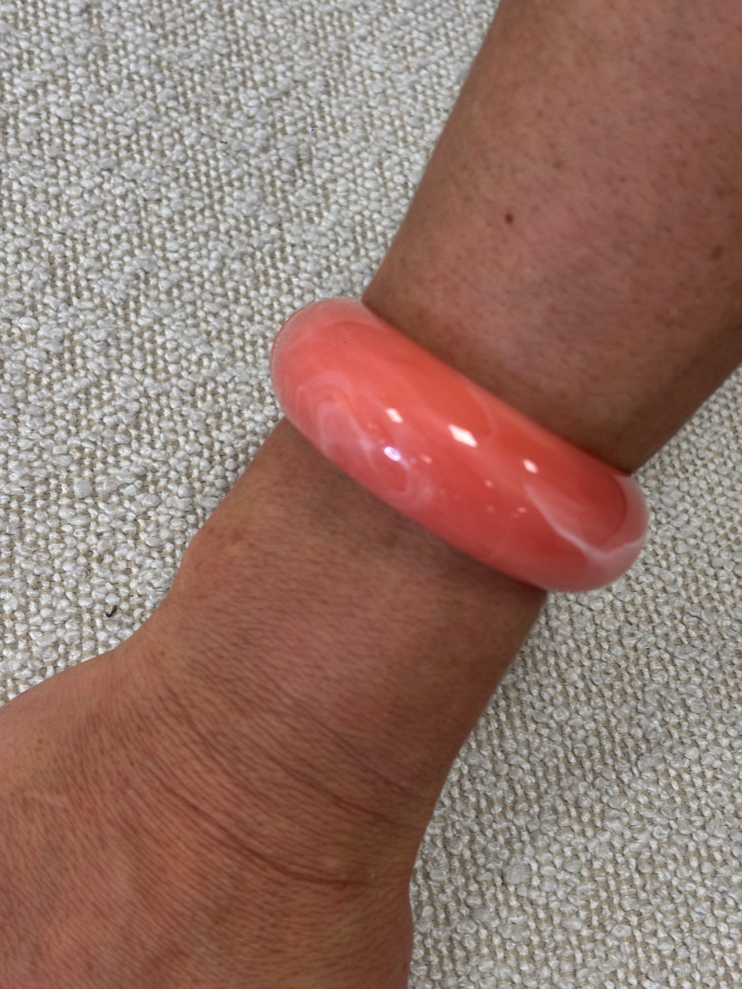 Polly Chunky Resin Bangle In Coral