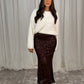 Kendra Long Sequin Skirt In Coffee
