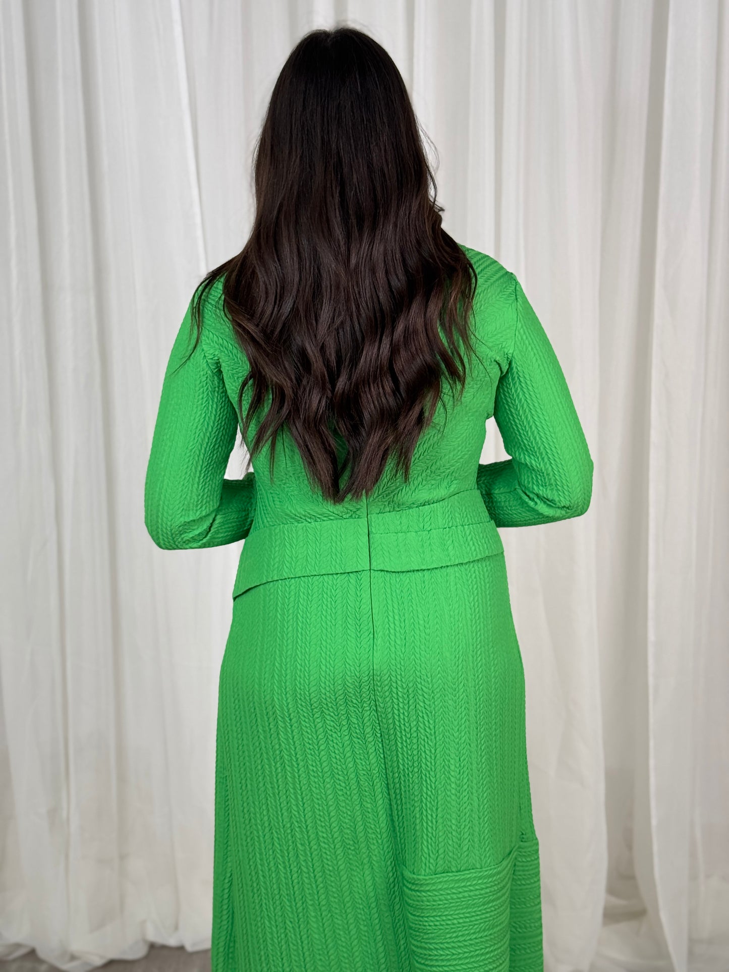 Kayla Textured Dress In Green