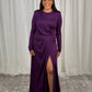 Sophia Drape Front Maxi Dress In Plum