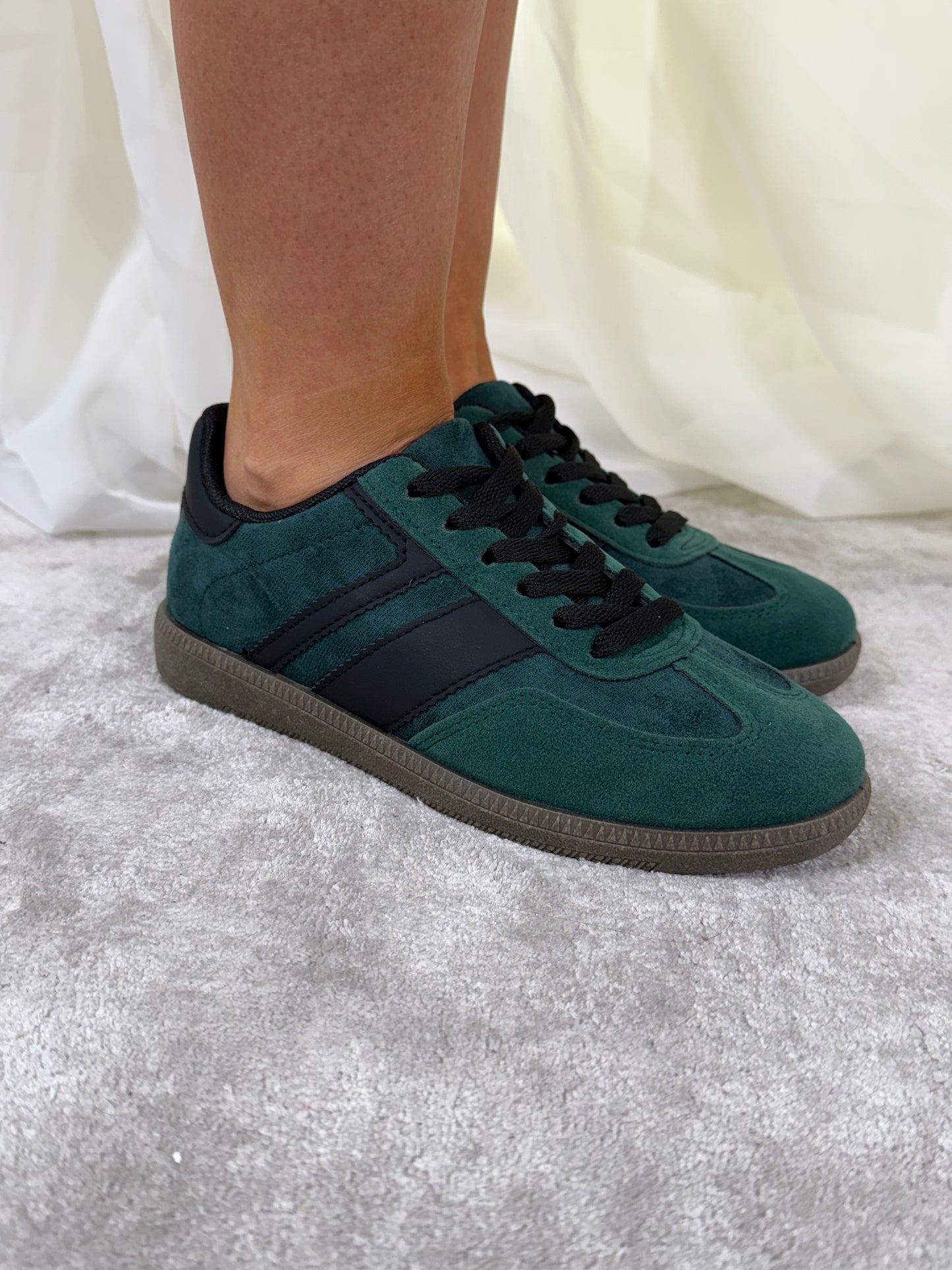 Cathy Stripe Trainer In Dark Green