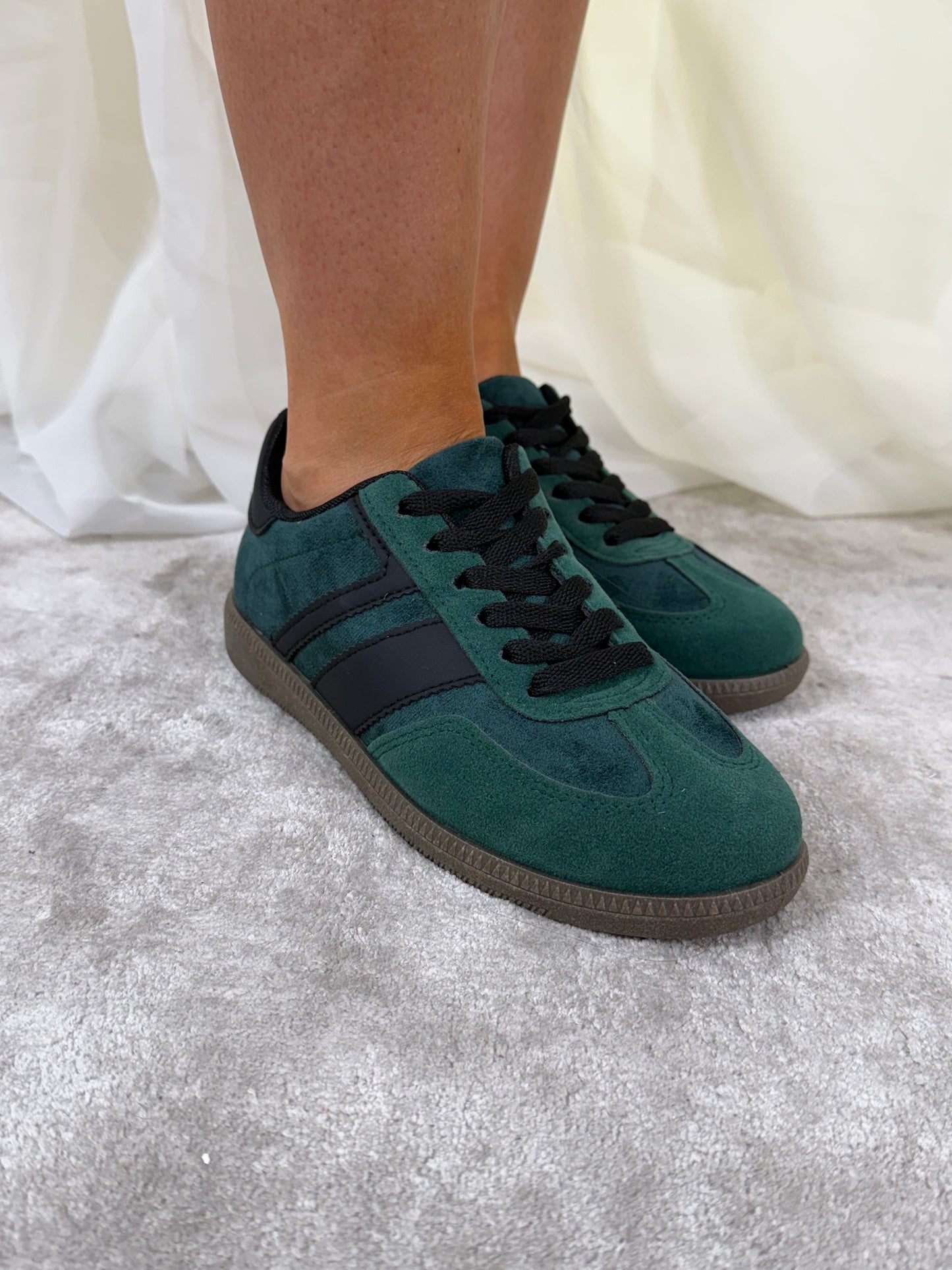 Cathy Stripe Trainer In Dark Green