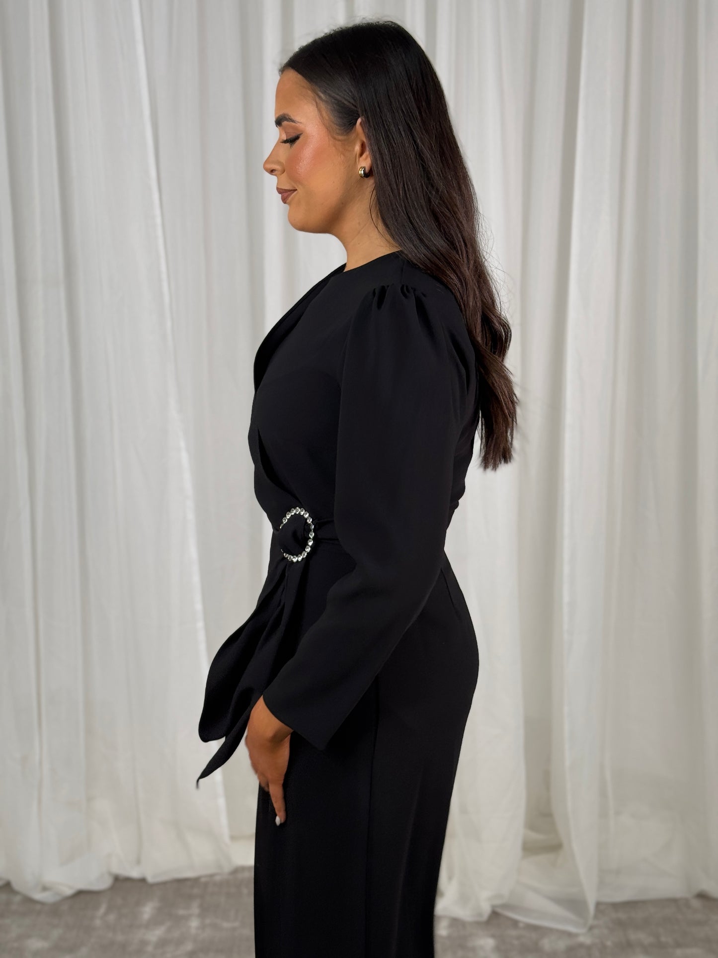 Eva Belted Jumpsuit In Black