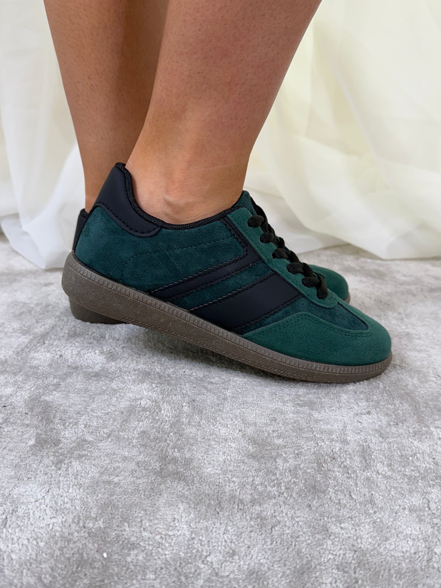 Cathy Stripe Trainer In Dark Green