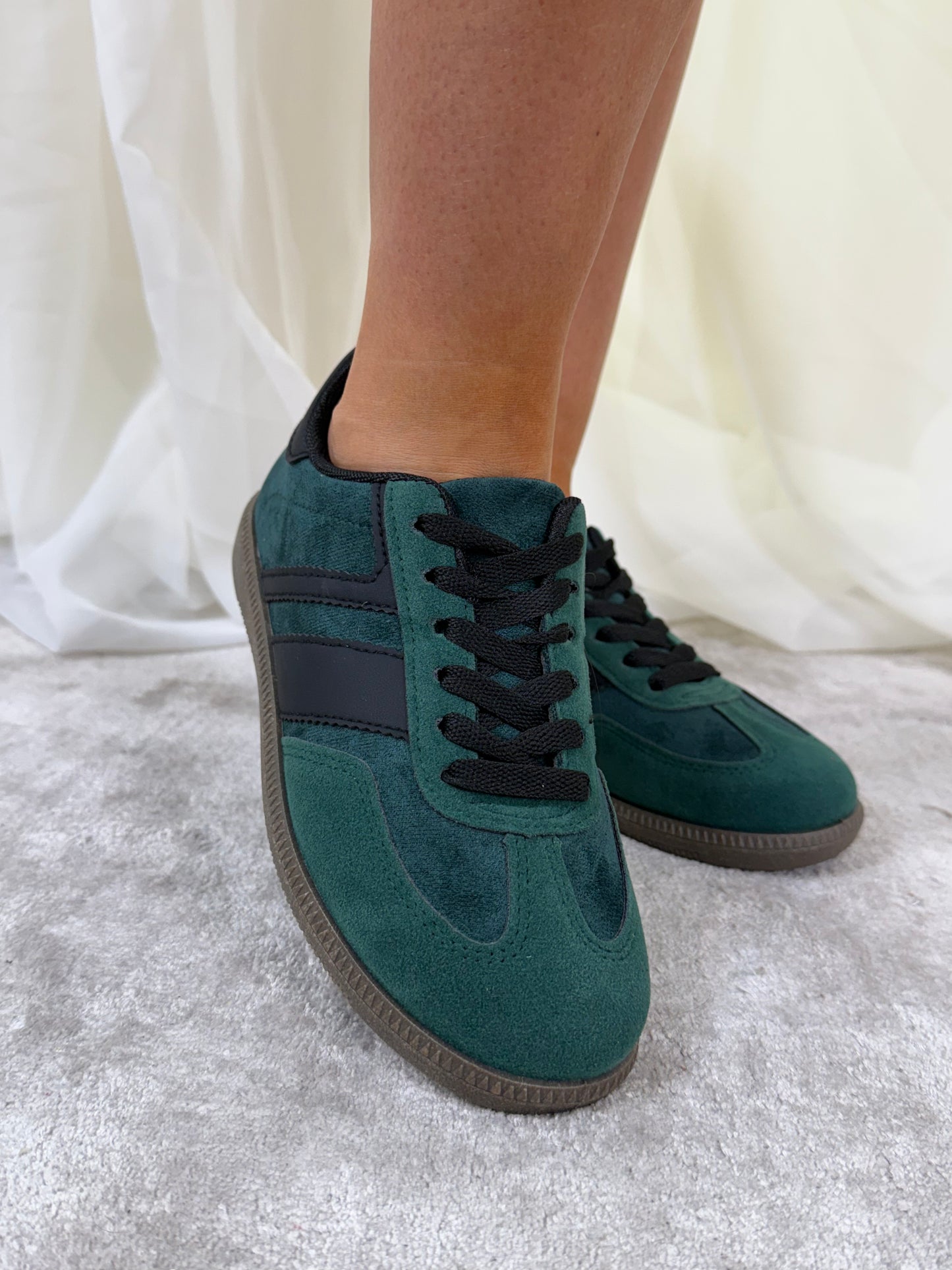 Cathy Stripe Trainer In Dark Green