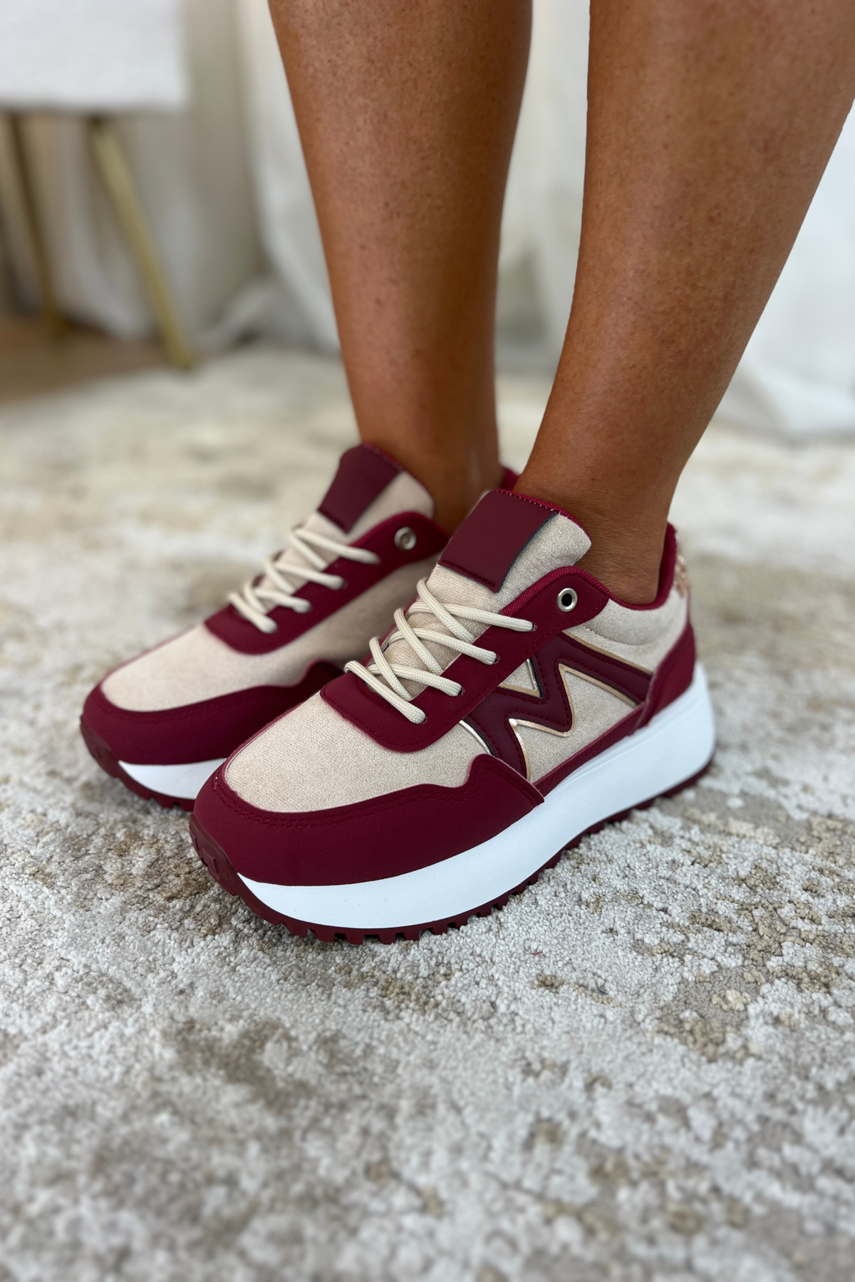 Kelly Platform Trainers In Wine Red