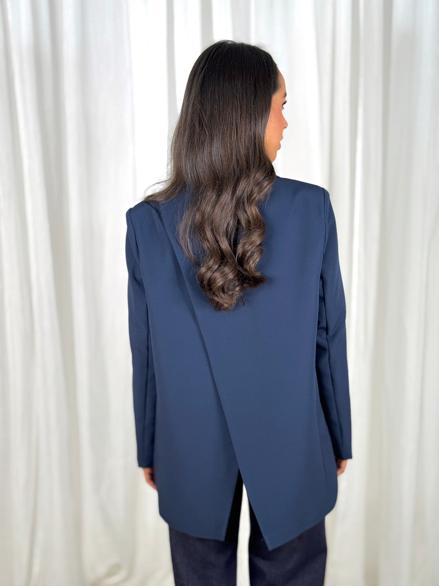 Erica Open Back Blazer In Navy