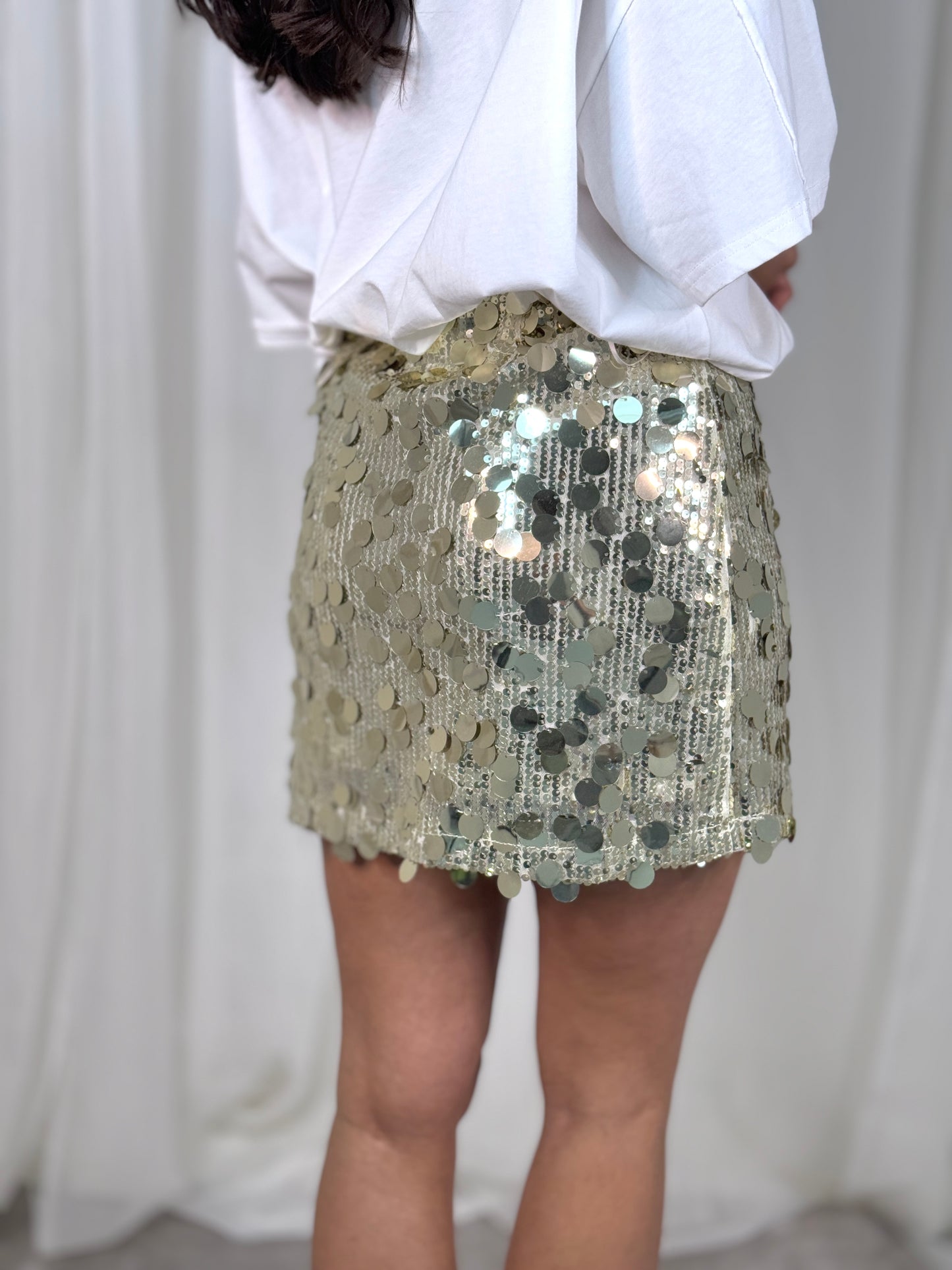 Lydia Sequin Mini Skirt In Gold