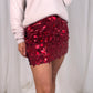 Lydia Sequin Mini Skirt In Bordeaux