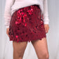 Lydia Sequin Mini Skirt In Bordeaux