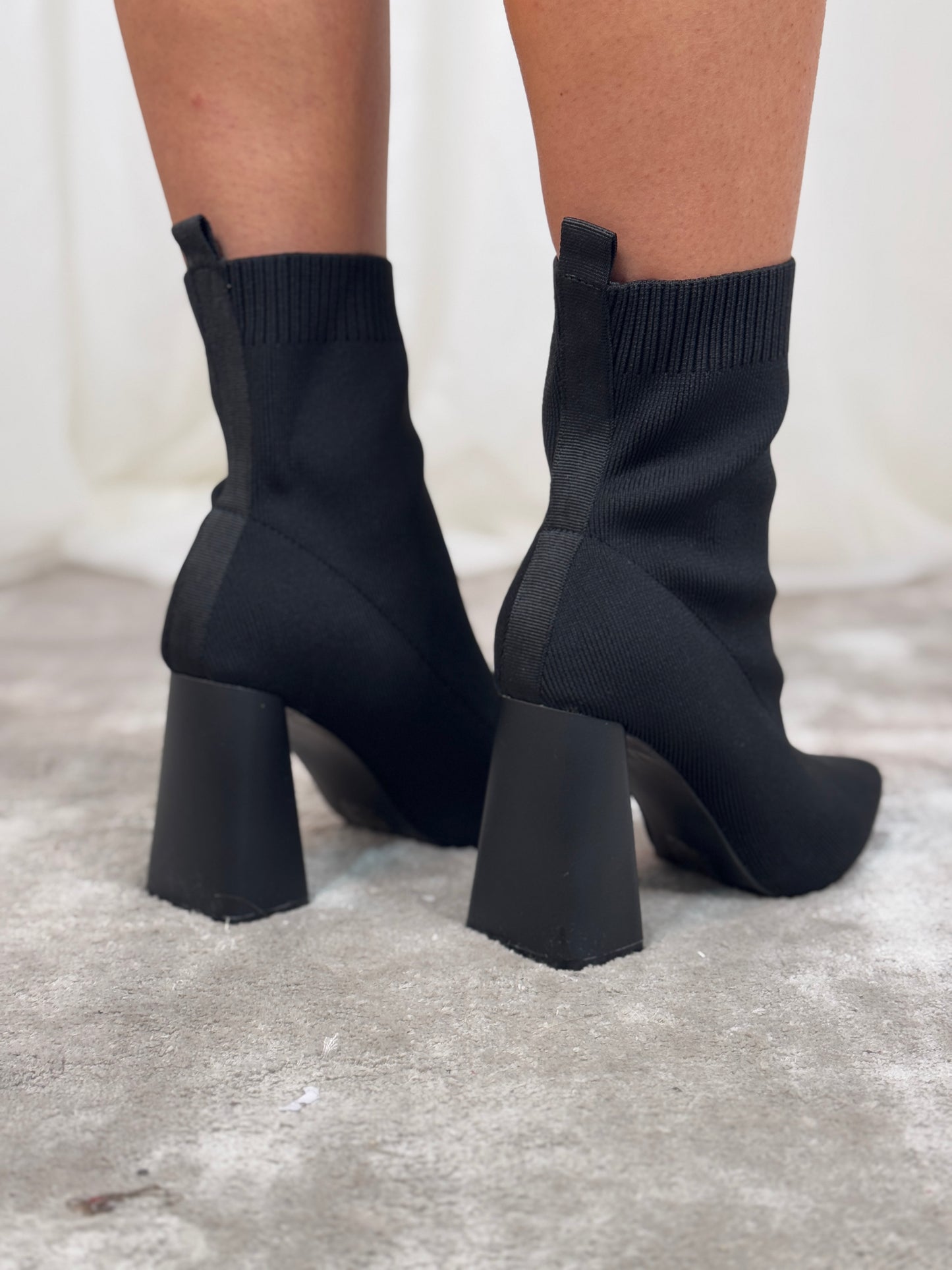 Cathy Heeled Sock Boot In Black