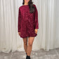 Kendra Bow Detail Sequin Dress In Bordeaux