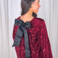 Kendra Bow Detail Sequin Dress In Bordeaux