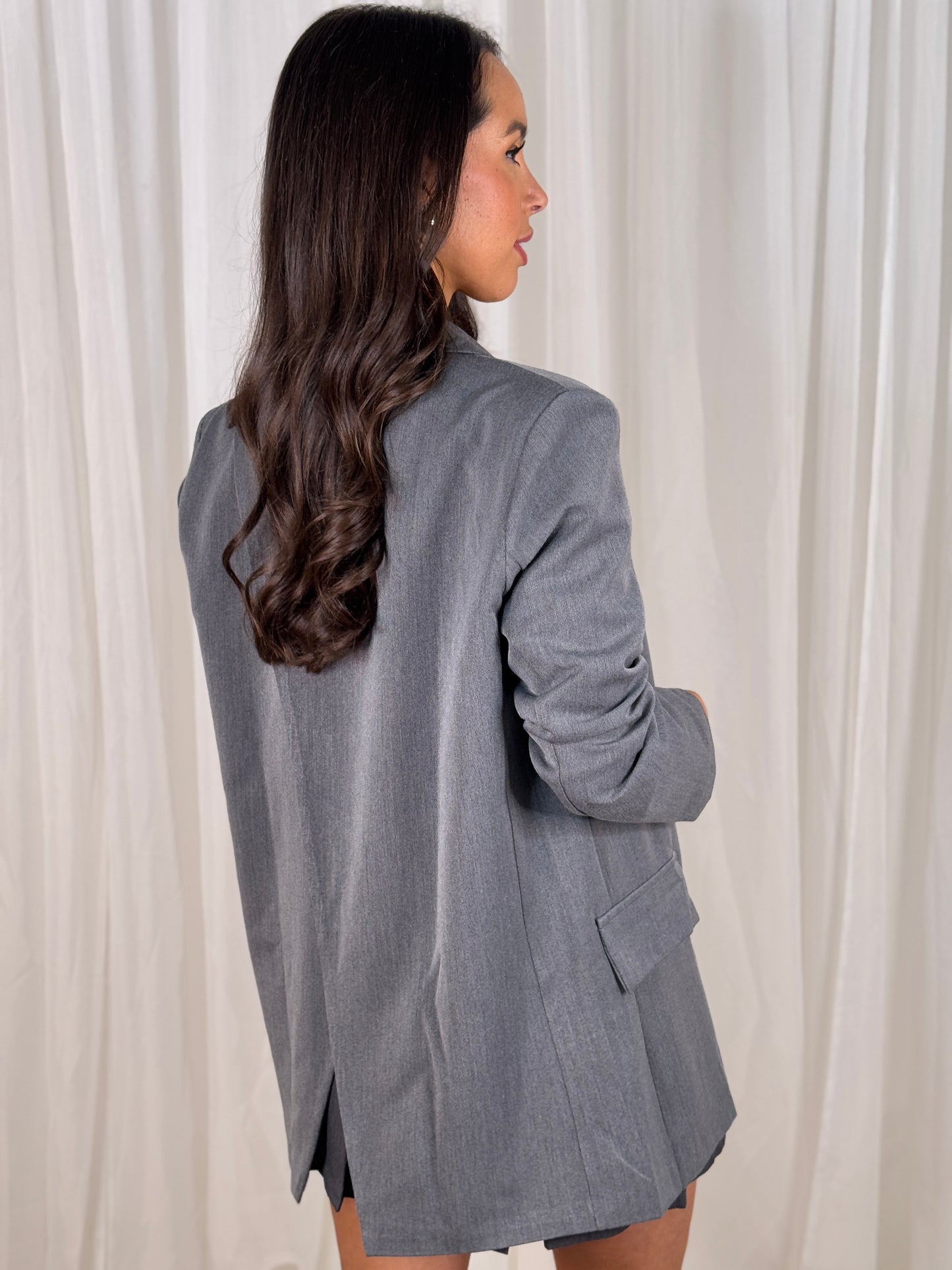 Erica Open Back Blazer In Grey