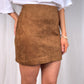 Elsa Faux Suede Skirt In Tan