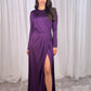 Sophia Drape Front Maxi Dress In Plum