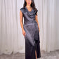 Pia Drape Front Dress In Charcoal