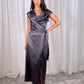 Pia Drape Front Dress In Charcoal