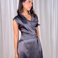 Pia Drape Front Dress In Charcoal