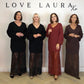 Love Laura Contrast Knit Dress In Burgundy