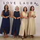 Love Laura Pinstripe Shirt Dress In Sand