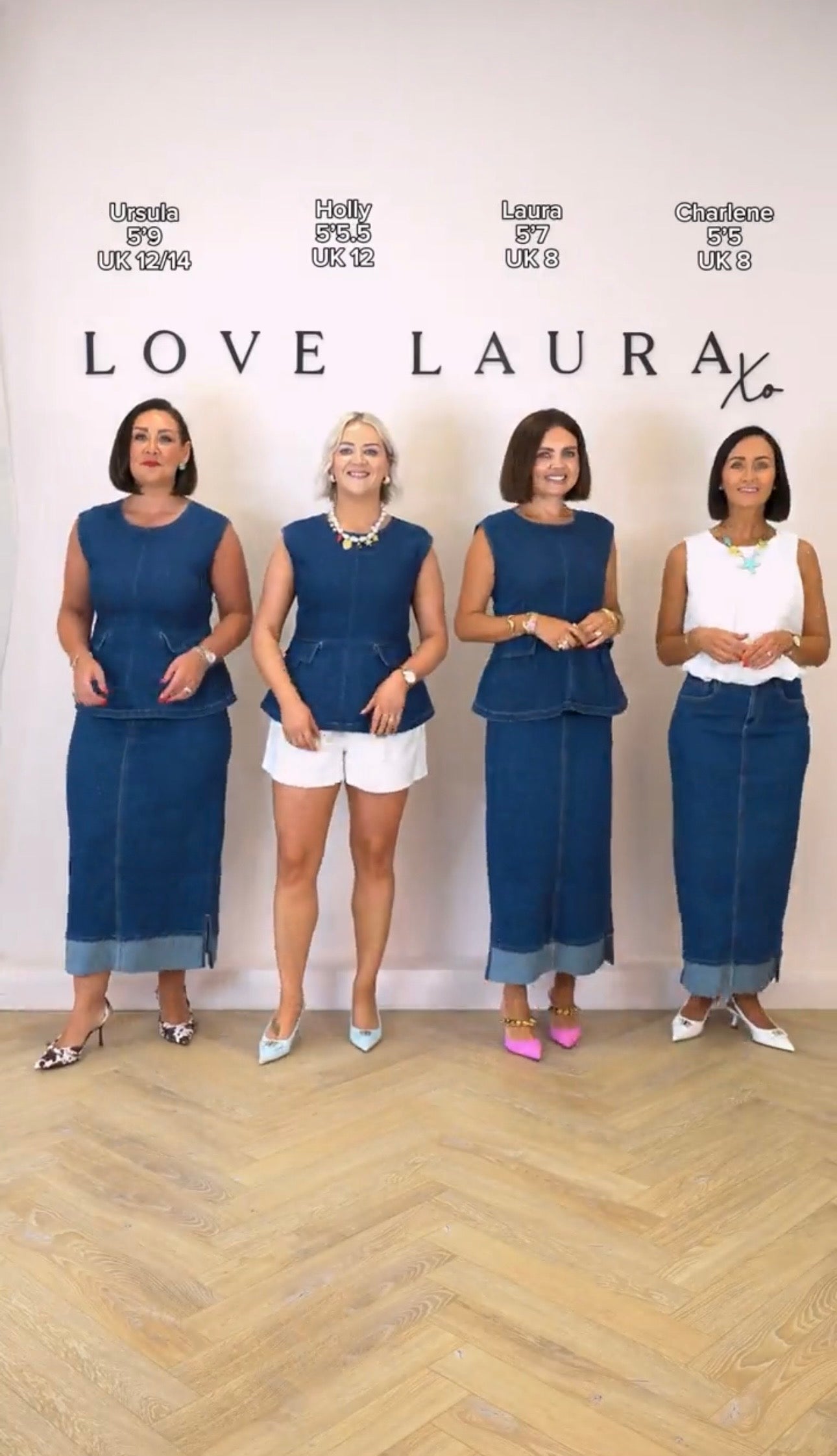 Love Laura Denim Midi Skirt In Dark Wash