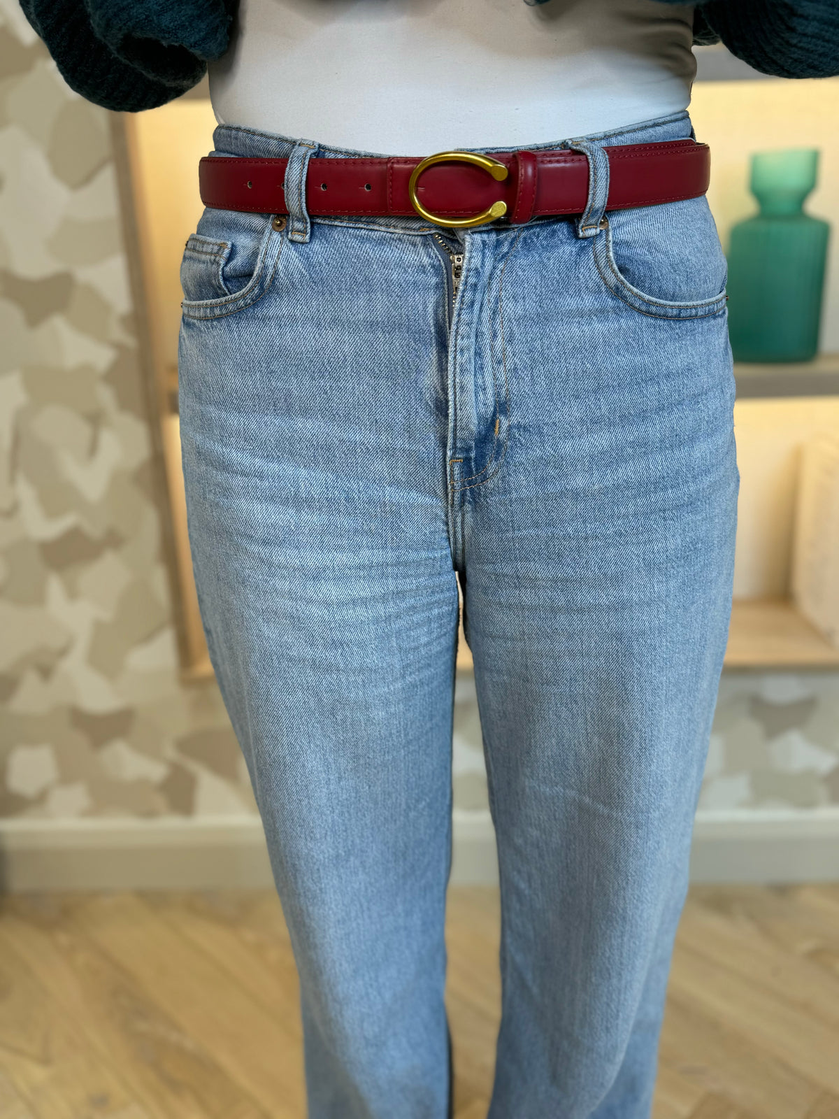 Polly Open End Buckle Belt In Red