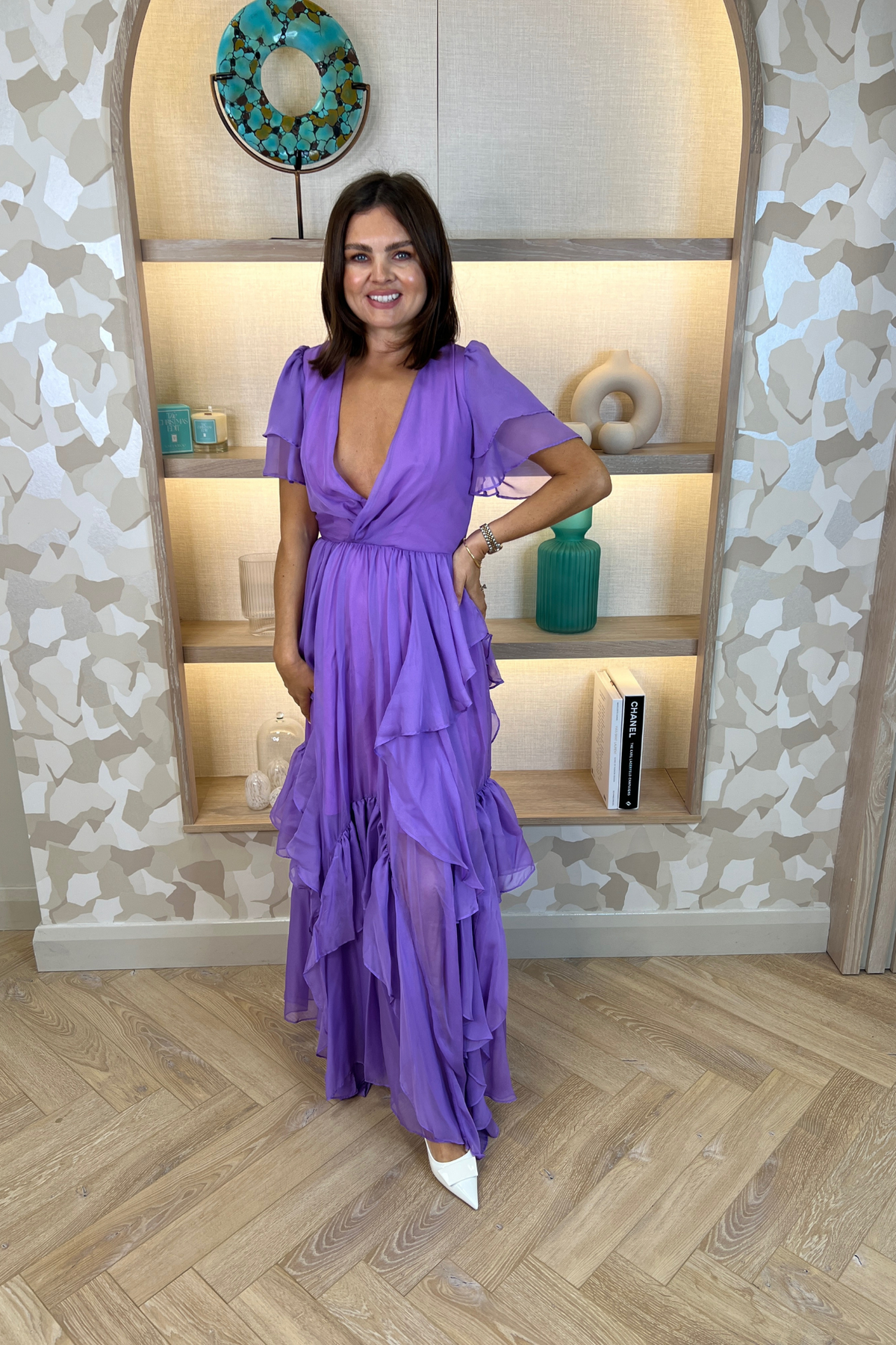 Sophia Tiered Ruffle Dress In Purple