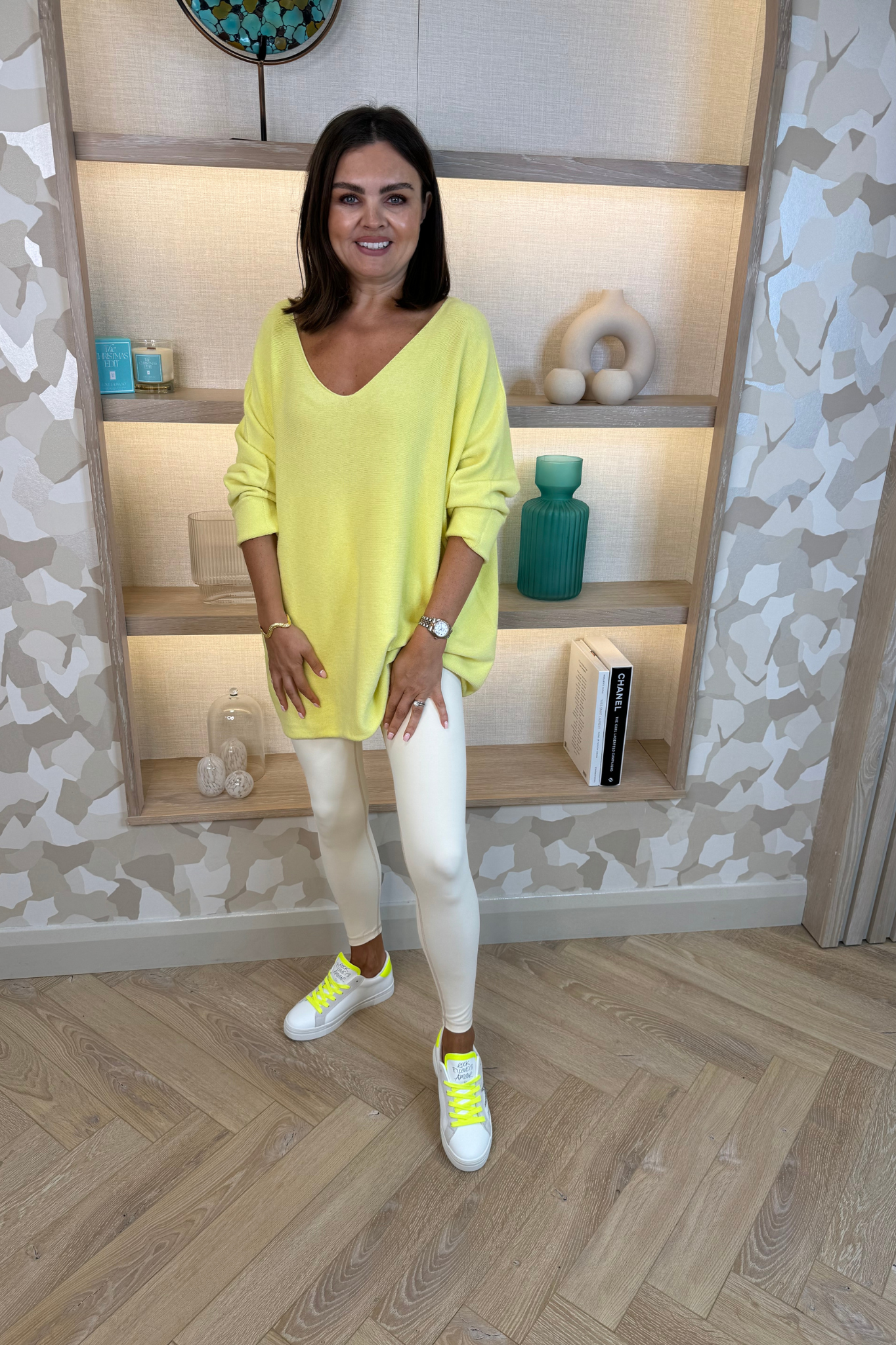 Amber V-Neck Jumper In Yellow