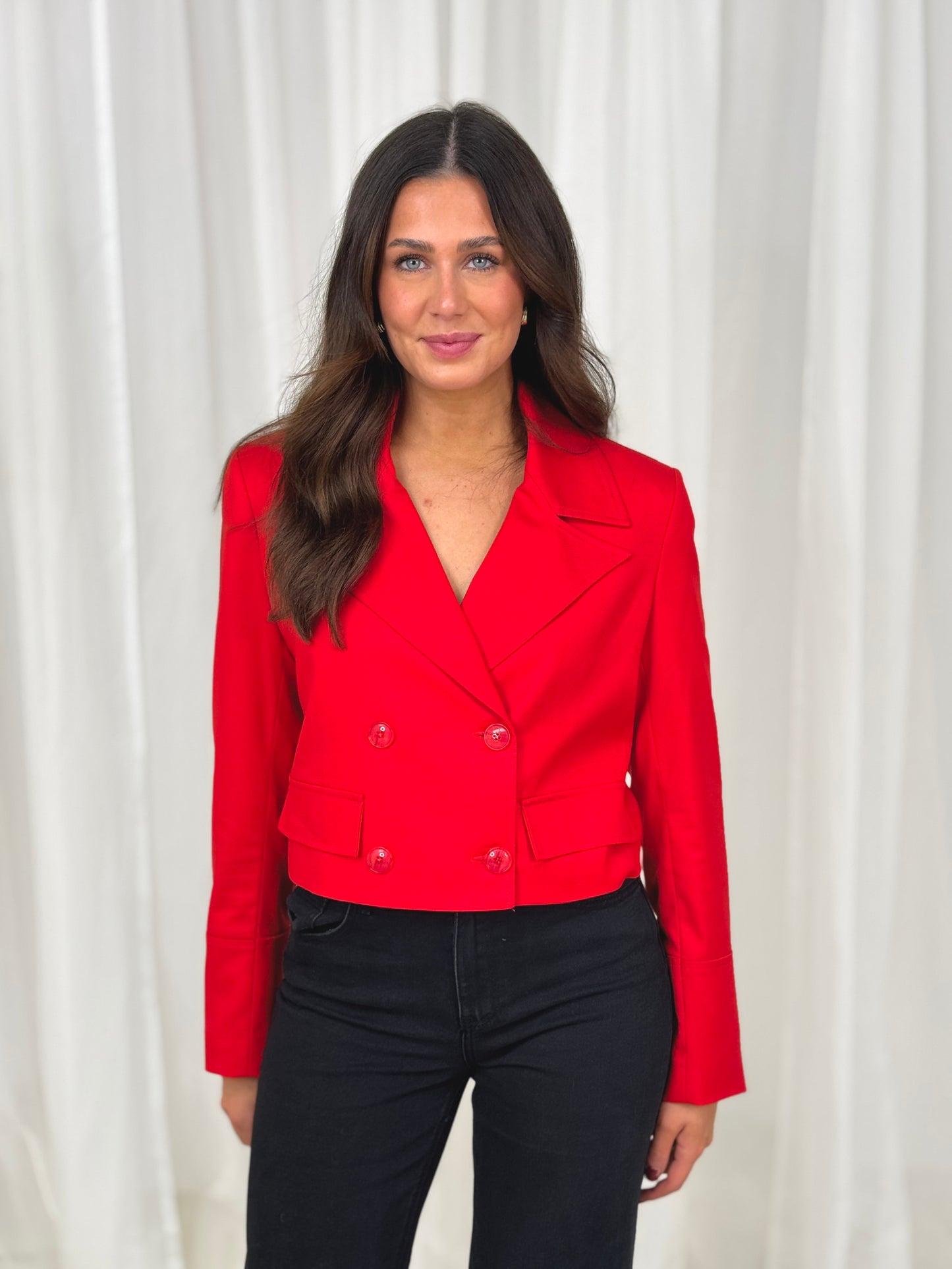 Alana Crop Blazer In Red